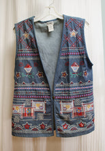 Load image into Gallery viewer, Vintage - Koret City Blues - Chambray Embroidered &amp; Applique Americana Vest - Size S