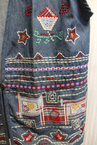 Vintage - Koret City Blues - Chambray Embroidered & Applique Americana Vest - Size S