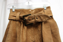 Load image into Gallery viewer, Vintage 90&#39;s - Leather by Wilson&#39;s - Fawn Tan High Waisted Suede Trousers w/ Matching Belt - Size 4 (See Measurements 25&quot; Waist)