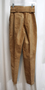 Vintage 90's - Leather by Wilson's - Fawn Tan High Waisted Suede Trousers w/ Matching Belt - Size 4 (See Measurements 25" Waist)