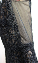 Load image into Gallery viewer, Tadashi Shoji - Black over Tan, V-Neck Chainmail Lace Cocktail Dress - Size 6