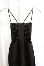 Load image into Gallery viewer, BCBG Maxazaria - Black &quot;Esmee&quot; Spaghetti Strap w/ Unique D-Ring Back Sides Lace Up Dress - Size 0 (w/ Tags)