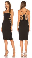 Load image into Gallery viewer, BCBG Maxazaria - Black &quot;Esmee&quot; Spaghetti Strap w/ Unique D-Ring Back Sides Lace Up Dress - Size 0 (w/ Tags)