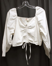 Load image into Gallery viewer, Levi&#39;s - &quot;Devin&quot; Cropped Puff Sleeve w/ Drawstring Ruched Front (Adjustable) Blouse - Size XL (w/ Tag)