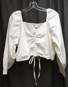 Levi's - "Devin" Cropped Puff Sleeve w/ Drawstring Ruched Front (Adjustable) Blouse - Size XL (w/ Tag)