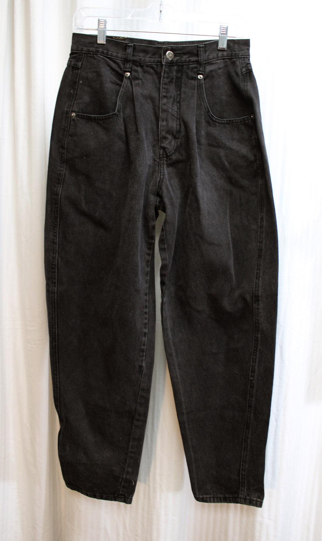 Vintage - Brittania- Black High Waisted Taped Leg Jeans - Size 8 (Vintage, See Measurements)