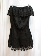 Load image into Gallery viewer, Melissa Odabash - Black Strapless Elastic Waist Mini Dress / Cover Up w/ Embroidered Lace Trim - Size M (w/ TAG)