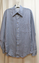 Load image into Gallery viewer, Men&#39;s Vintage - Van Heusen - Blue &amp; White &quot;Double Identity&quot; Check Long Sleeve Button Front Shirt - Size 15/34 (See Measurements)