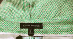 Banana Republic - Linen Blend Green & Natural Check Short's - Size 2 PETITE