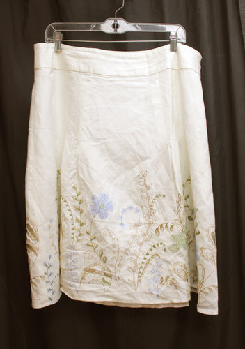 Dress Barn - A-Line Linen Blend Embroidered Midi Skirt - Size 16