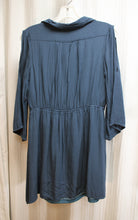 Load image into Gallery viewer, Papaya - Blue Lightweight 1/2 Cold Shoulder Sleeve Button Front Mini Dress - Size M