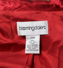 Load image into Gallery viewer, Vintage 80&#39;s/90&#39;s- Bloomingdale&#39;s - Red 100% Silk 2 PC Jacket &amp; Maxi Skirt w/ Satin Lapels &amp; Details - Size 22W (Vintage See Measurements)