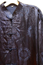 Load image into Gallery viewer, Navy Silk Asian Jacket w/ Frog Closures - Size XL