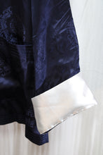 Load image into Gallery viewer, Navy Silk Asian Jacket w/ Frog Closures - Size XL