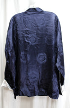 Load image into Gallery viewer, Navy Silk Asian Jacket w/ Frog Closures - Size XL