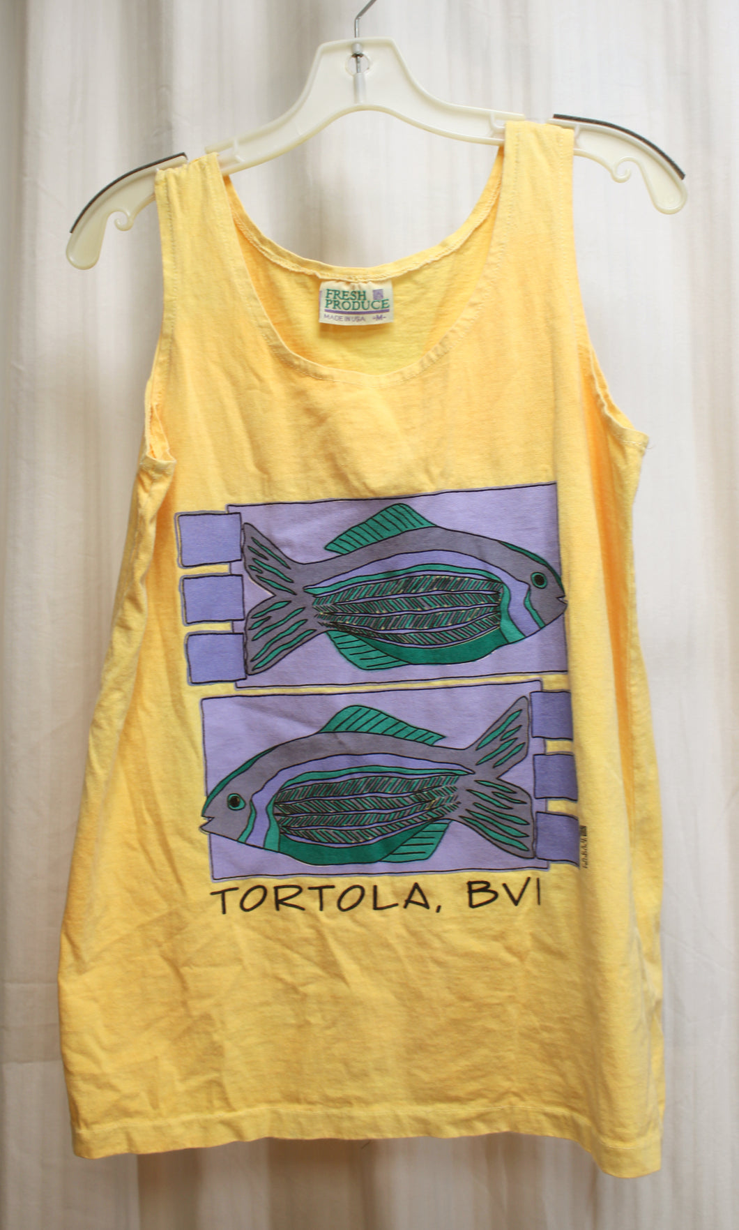 Vintage - Fresh Produce - Yellow, Tortola, BVI (British Virgin Islands) Tank Top - Size M