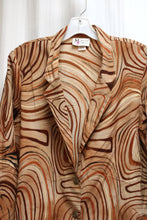 Load image into Gallery viewer, Vintage - Maggie Sweet - Brown Earth Tones Abstract Line Print, 2 Button Blazer - Size L PETITE