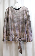 Load image into Gallery viewer, Vintage - Another Thyme - Textured Metallic Silver Drop Tie Waist Tunic - Size Large