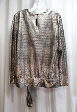 Load image into Gallery viewer, Vintage - Another Thyme - Textured Metallic Silver Drop Tie Waist Tunic - Size Large