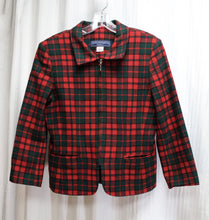 Load image into Gallery viewer, Vintage - Norton McNaughton Petite - Red, Black &amp; Green, Wool Blend Plaid Zip Front Jacket - Size 8 PETITE