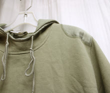 Load image into Gallery viewer, Calvin Klein - Khaki Green Hooded Pullover Sweatshirt w/ Silk Satin Shoulder &amp; Elbow Inserts - Size L