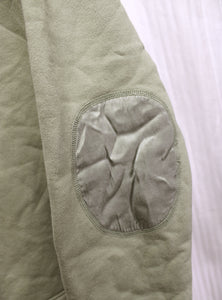 Calvin Klein - Khaki Green Hooded Pullover Sweatshirt w/ Silk Satin Shoulder & Elbow Inserts - Size L