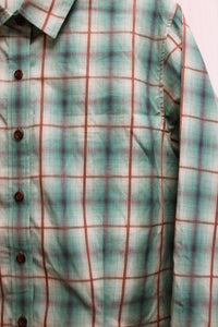 Pendleton Petites - Teal Blue & Brown Cotton Plaid Button Front Shirt - Size S (Petite)