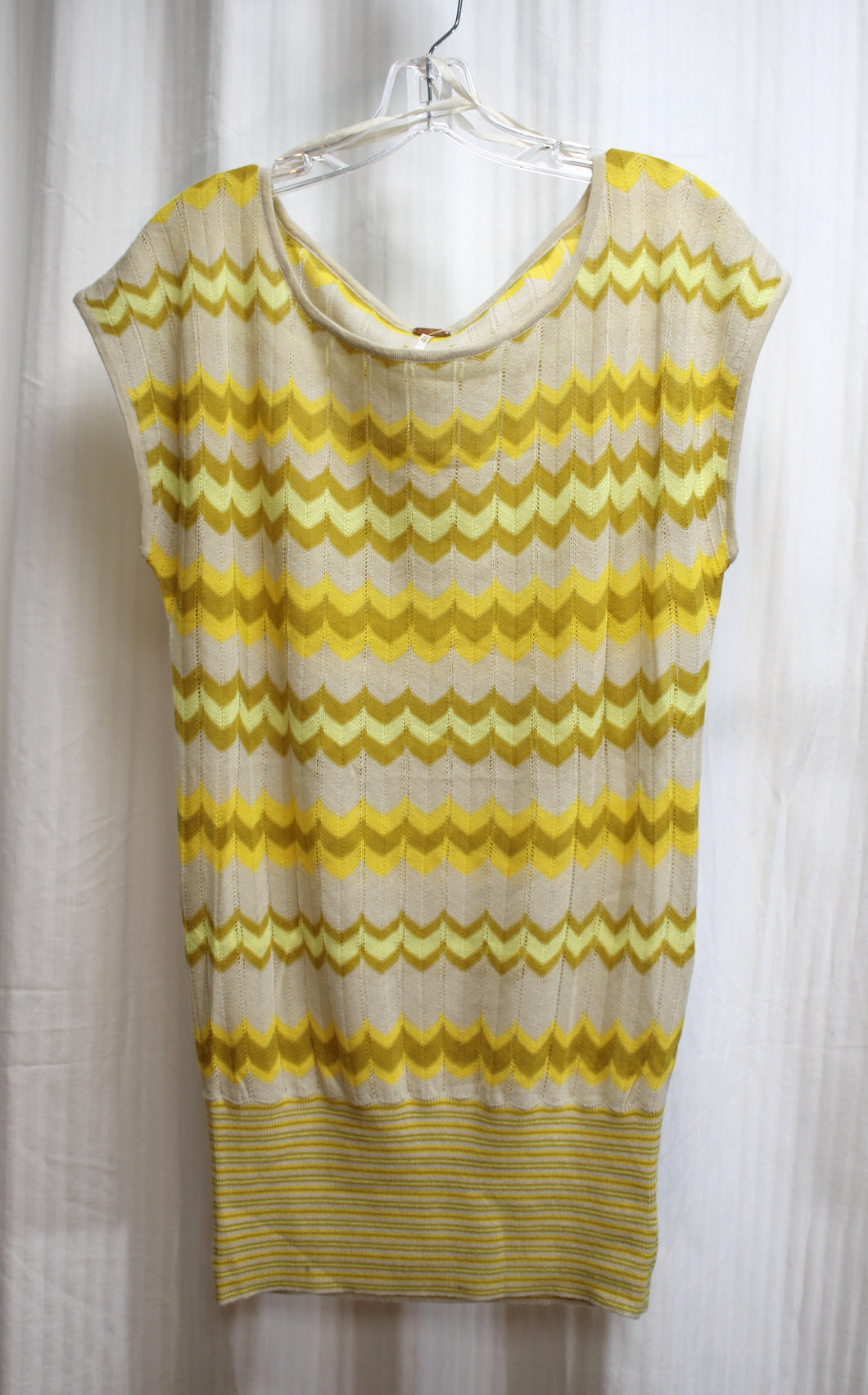 Free People - Tan & Yellows Chevron Lightweight Knit Sleeveless Top - Size M