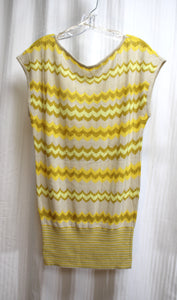 Free People - Tan & Yellows Chevron Lightweight Knit Sleeveless Top - Size M