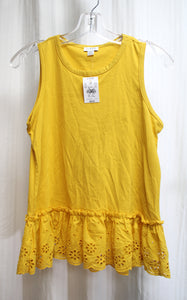 J.Crew - Mustard Yellow - Tank Top w/ Eyelet Lace Hem - Size XXS (w/ Tag)