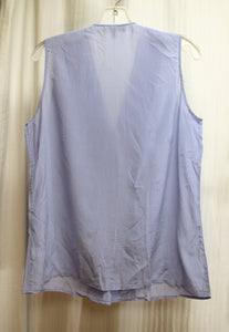 Banana Republic - 100% Silk, Sleeveless Periwinkle Lightweight Pleated Front V-Neck Top - Size 14