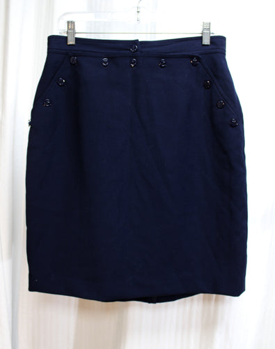 Lauren, Ralph Lauren - Navy Sailor Skirt w/ Corset Back & Anchor Buttons - Size 12 PETITE