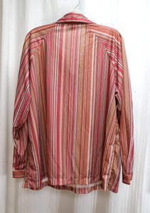 Vintage - Red & Warmed Tones, V-Neck Pullover Striped Shirt - Size 44 (vintage See Measurements)