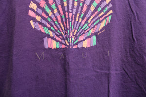 Vintage, Single Stitch - Shell Graphic, Maui, Purple T-Shirt - Size L