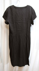 Vintage - La Belle - Black Short Sleeve Unique Button Front Dress - See Measurements 31" Waist Area