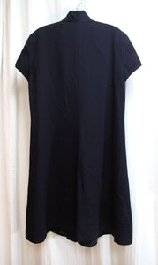 Linda Allard, Ellen Tracy - Midnight Black, Short Sleeve A-Line w/ Hidden Button Placket Dress - Size 4 (W/ TAGS)