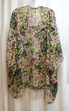 Load image into Gallery viewer, BCBG Maxazria - Black &amp; Watercolor Floral Sheer Flowy Kimono/Cover Up / Cardigan - Size OS (One Size)