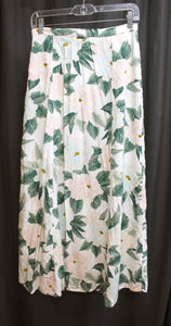 Billabong x The Salty Blonde - "Peachy Keen" White, Light Pink & Green Tropical Floral Maxi Skirt w/ Leg Slits - Size 27/1 (26.5 Waist)