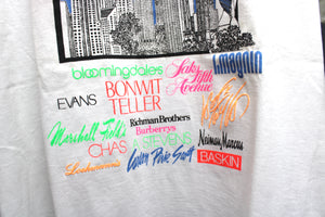 Vintage 80's - Chicago Skyline/ Building Partial Puff Print, Florescent Single Stitch White T-Shirt - Size XL