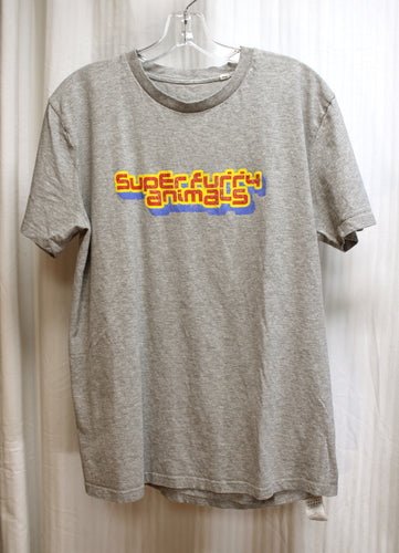 Super Furry Animals (Band) Gray Heathered Vintage Logo T-Shirt - Size M (US)  L (UK)