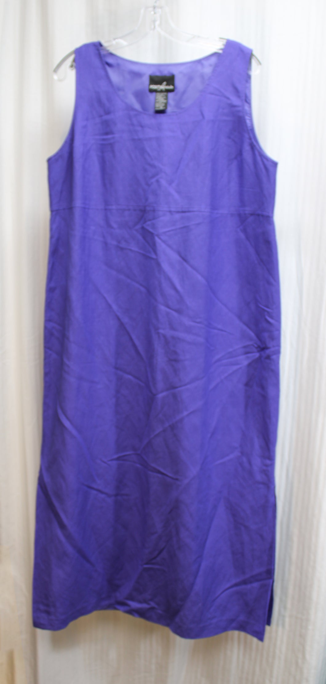 Vintage - Positive Attitude- Purple Sleeveless Linen Blend Shift Dress - Size 16 Petite