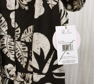 Volcom - Black & Natural "CocoHo" Tropical Print Adjustable Spaghetti Strap, Ruffle Hem Maxi Dress - Size XL (w/ TAGS)