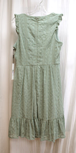 Calvin Klein - Sage Green, Ruffle Cap Sleeve Eyelet Lace Short Dress - Size 6 (w/ TAGS)