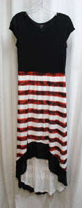 Kensie - Black, Red & White Stripe High/Low T Shirt Dress - Size S