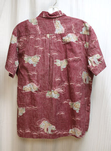 Men's Liberty House of Hawaii, The Ono Shirt - Reverse Print Asian Floral, Half Placket Short Sleeve Shirt - Size L