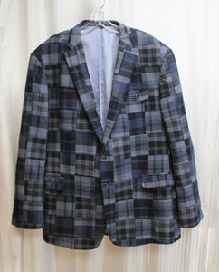 Men's - Jos A. Bank - Patchwork Cotton Plaid/Madras 2 Button Blazer/Sports Coat - See Measurements 20.5" Shoulders