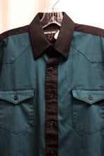 Load image into Gallery viewer, Men&#39;s Vintage - Frontier Series - Dark Teal &amp; Black Color Block Twill Western Shirt  - Size S