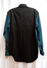 Load image into Gallery viewer, Men&#39;s Vintage - Frontier Series - Dark Teal &amp; Black Color Block Twill Western Shirt  - Size S