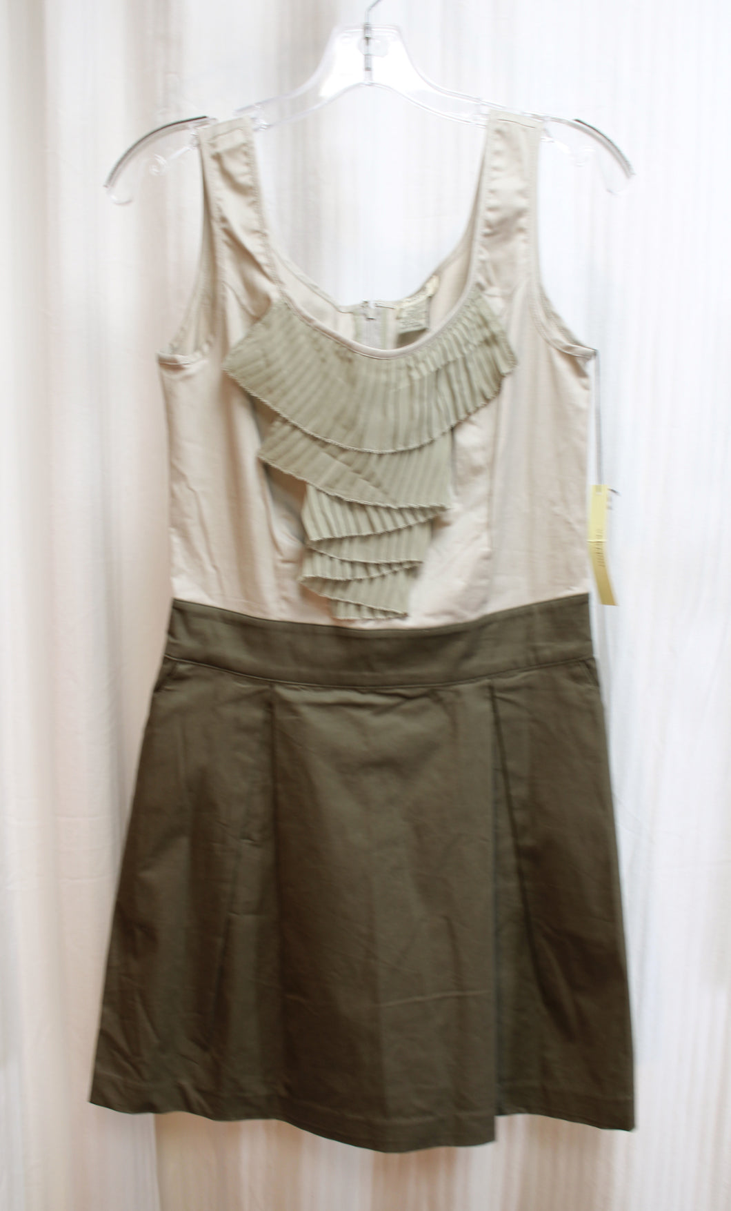 Vertigo, Paris - Multi-Toned Warm Gray Sleeveless w/ Pleated Ruffle Neck Detail Mini Dress - Size XS  (w/ Tags)