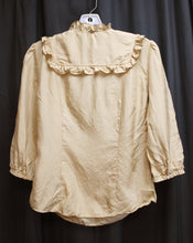 Load image into Gallery viewer, Banana Republic - Lightweight 100% Silk Light Tan Ruffle 1/2 Sleeve Top - Size XS